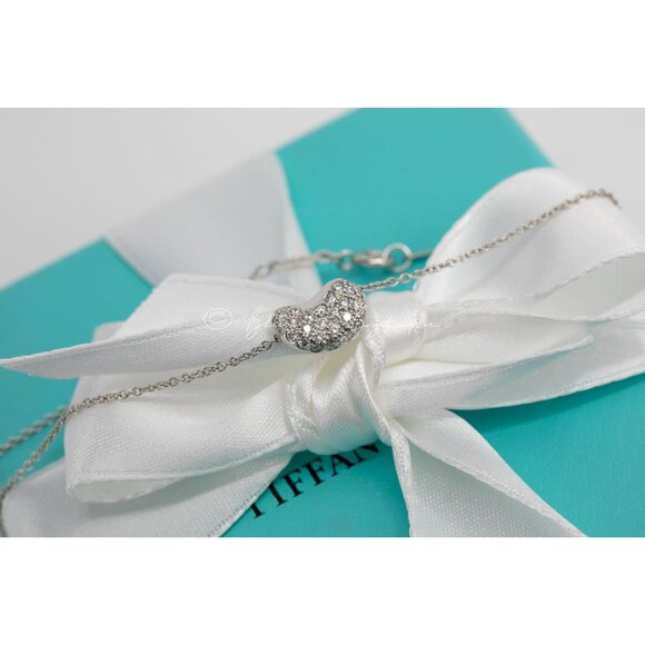 Tiffany & Co. Diamond Bean Necklace Elsa Peretti11mm Pendant in Platinum on a 16 - Picture 6 of 8